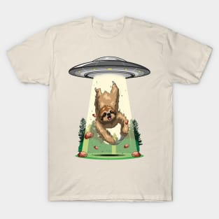 Slow Spaceship Ride: Alien Sloth Abudction T-Shirt